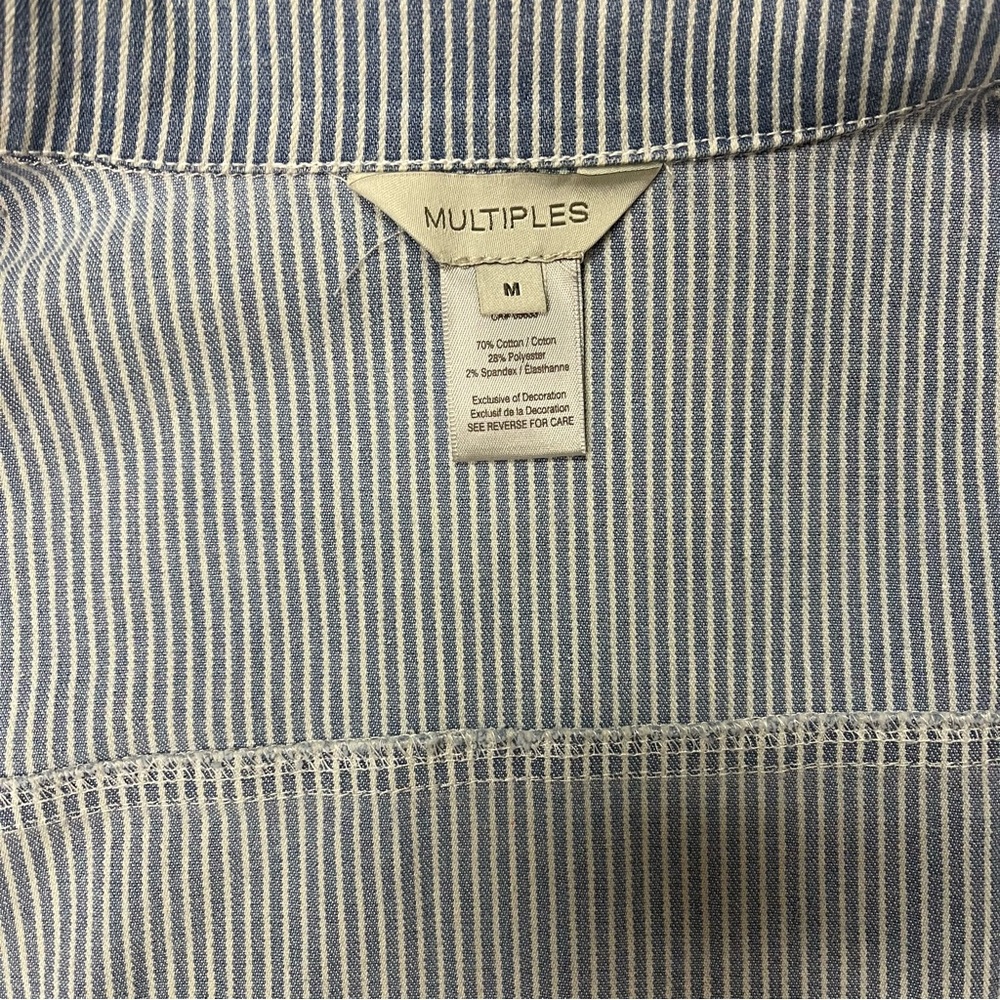 Multiples Blue &White Striped Button Front Peplum Jacket - Sz M - Picture 8 of 8